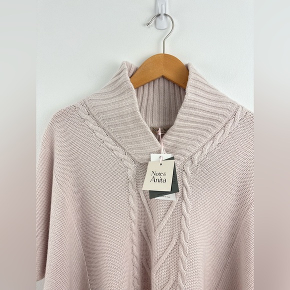 NOTE DI ANITA Turtleneck cashmere blend poncho - Soft Pink One size - Picture 4 of 12